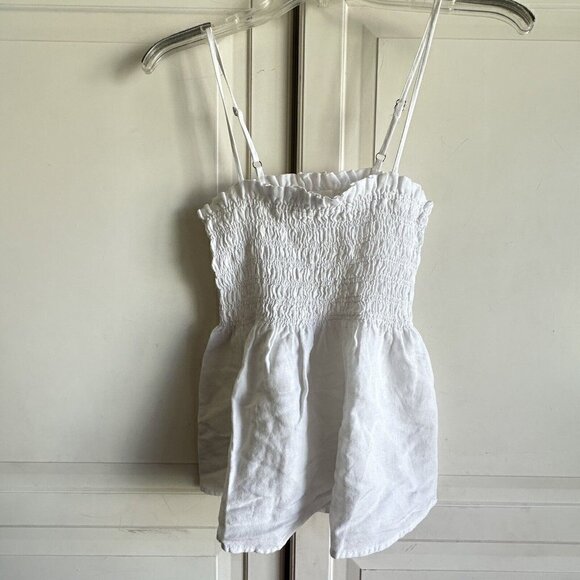 Cloth‎ and Stone White Smocked Linen Blouse Womens Medium Evereve New - Picture 4 of 6